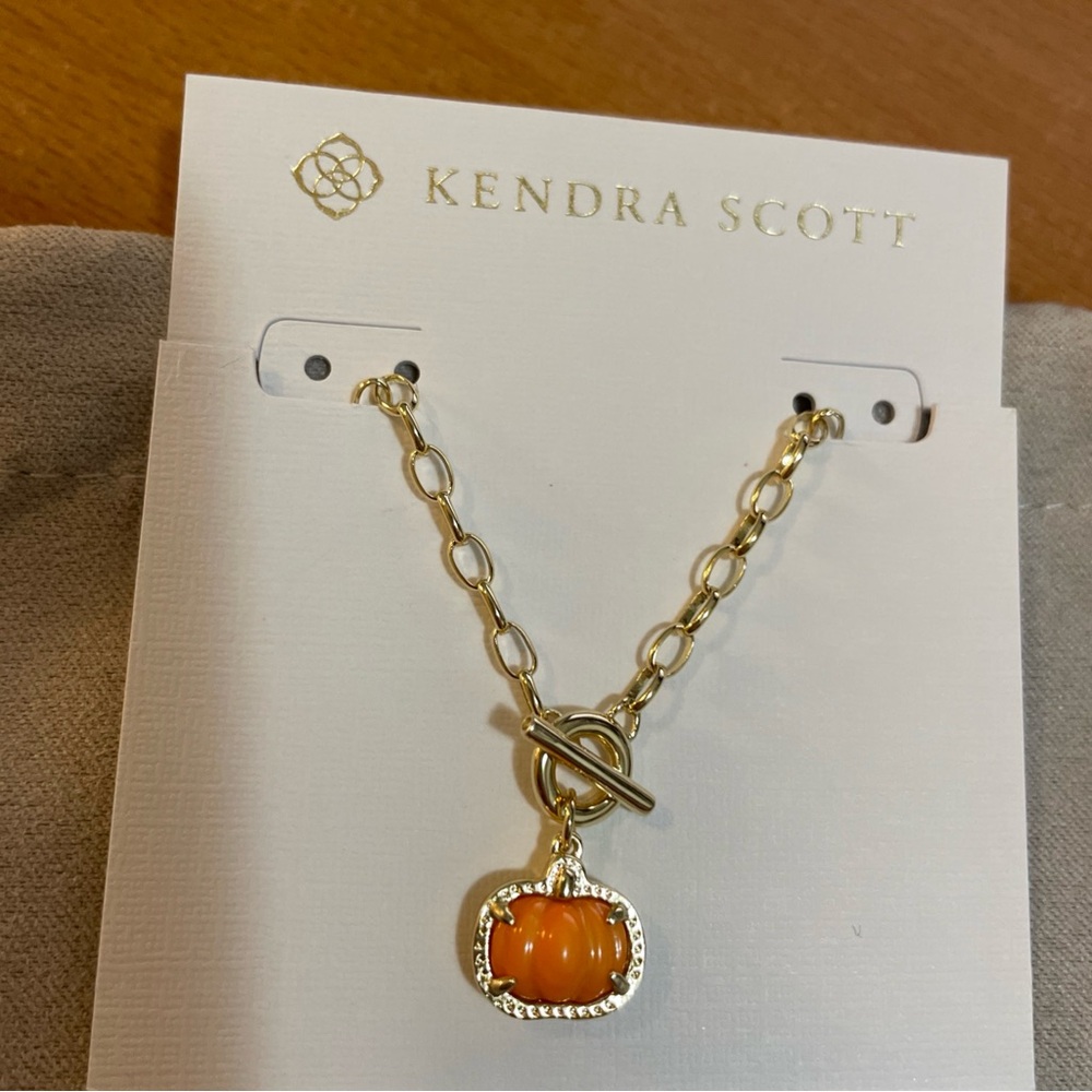 Kendra Scott Pumpkin Gold Link and Chain Necklace NWT